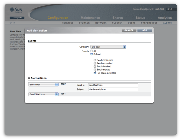 Alerts configuration